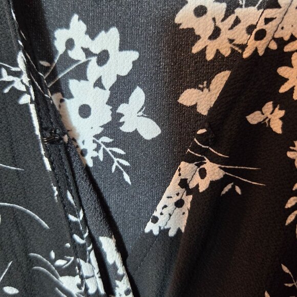 Michael Kors Floral Flutter Sleeve Mini Wrap Dress Black White Plus Size NWT - Picture 10 of 14